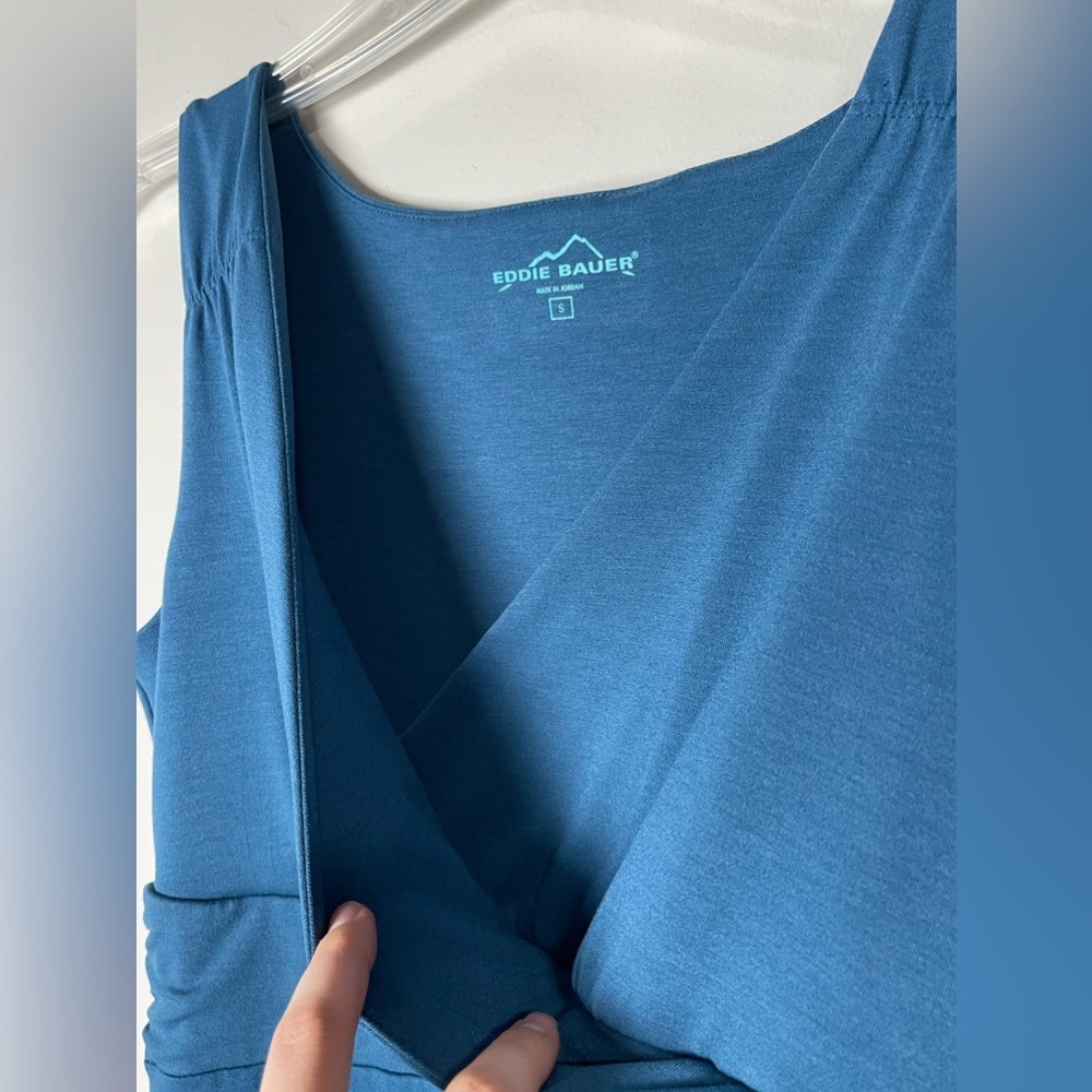 NWOT Eddie Bauer Blue Lily Crossover Midi Travel Dress - Picture 4 of 12